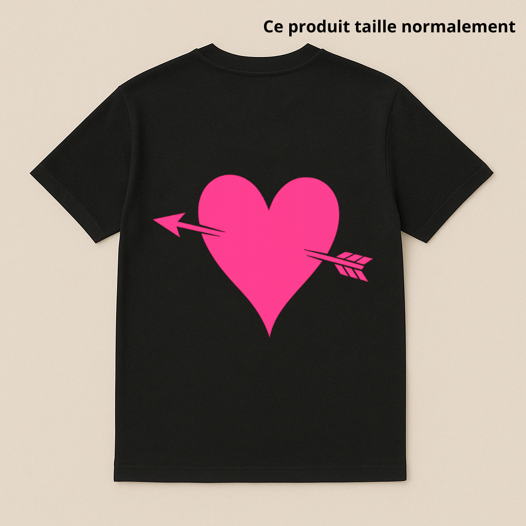 T-SHIRT CUPIDON (Coeur rose) : Enfant & Adulte